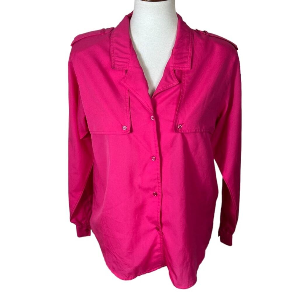 Vintage 80s Diane Von Furstenberg Fuchsia Button Down Size 6 (Vintage Sizing)